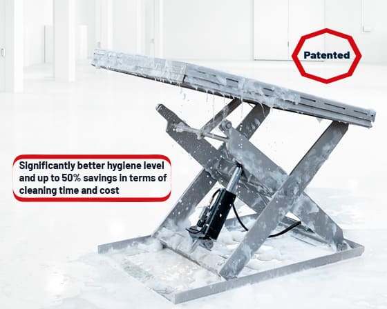Mesa elevadora higiénica patentada de Translyft